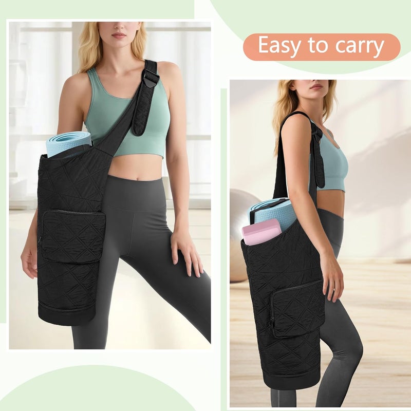 Smasrob Yoga Mat Bag with Wet Pocket, Bottle Pocket and Mat Secure Straps, Yoga Mat Carrier Fits Most Size Mats (Bag Only), Black - Image 4